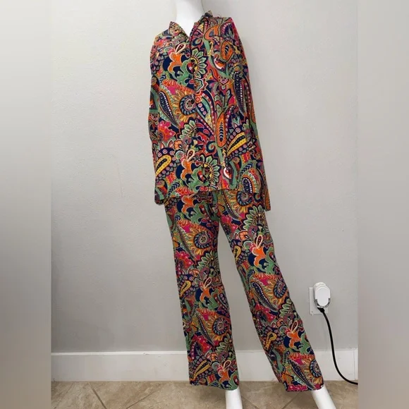 Vera Bradley Venetian Floral Lightweight Pajama Set Top XL Bottom L - Picture 2 of 6